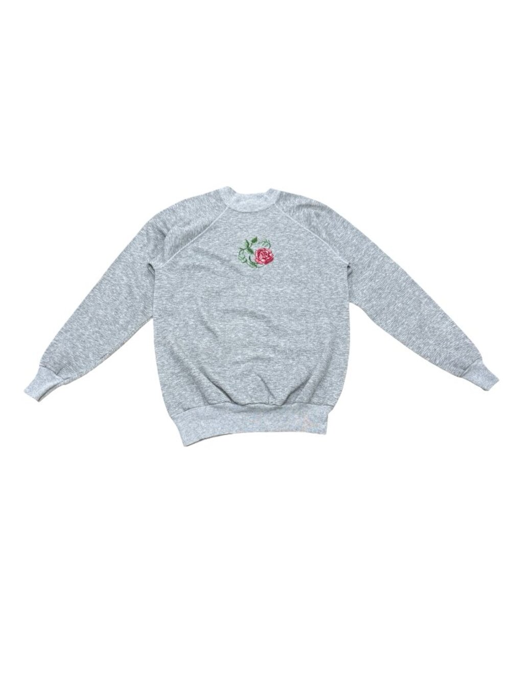 Vintage Pannill Rose Embroidered Crewneck Sweatshirt Gray Made in USA